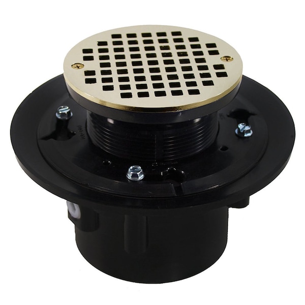 Jones Stephens 2in. x 3in. Heavy Duty ABS Drain Base with 3-1/2in. Plastic Spud and 6in. Nickel Bronze Strainer D49044 - main